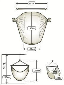 La Siesta HABANA BASIC MONO - závesné hojdacie kreslo zo 100% organickej bavlny, látka: 100% organická bavlna / tyč: bambus / otočný čap: nerezová oceľ