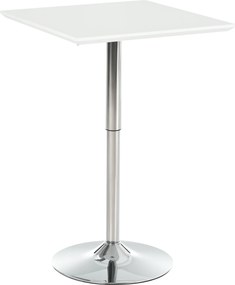 HOMCOM Barový stôl Bistro s nastavením výšky, štvorcový, oceľový, biely, 60 x 60 x 69-92 cm | Aosom