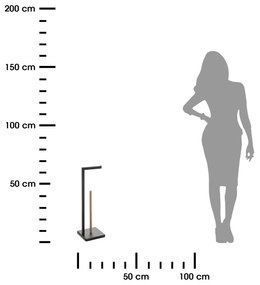 Stojan na toaletný papier Natureo, čierna/s drevenými prvkami