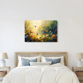 Obraz - Jarná kvetinová lúka, maľba (90x60 cm)