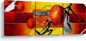 Obraz - Maľba ľudskosti (s hodinami) (90x30 cm)