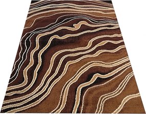 Moderný hnedý koberec s abstraktným motívom