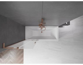 Mexen Velar L, 2-krídlová posuvná vaňová zástena 85 x 150 cm, 8mm sklo námraza, medená matná, 896-085-003-31-65