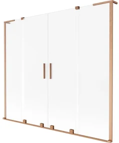 Mexen Velar L Duo, 2-krídlová posuvná vaňová zástena 170 x 150 cm, 8mm sklo námraza, medená matná, 896-170-003-32-65