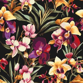 Gario Maľovanie podľa čísel Kvetinové pozadie orchidea Rozmery: 80 x 80 cm, Rámovanie: S vnútorným rámom