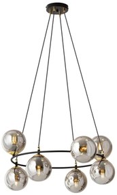 Luster na lanku AZURA 8xE14/10W/230V čierna/šedá