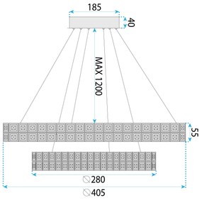 Toolight Toolight, LED krištáľové stropné svietidlo 40cm, 36W, 4000K, 3500 lm, MS006-CP, chrómová, OSW-09616
