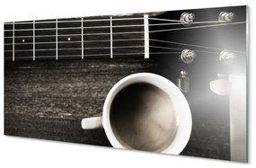 Sklenený obklad do kuchyne coffee gitara 120x60 cm