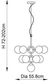 Endon 101147 - Závesný luster na lanku OSCAR 11xG9/18W/230V čierna/dymová