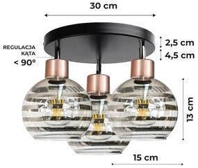 BERGE LED okrúhle stropné svietidlo 3xE27 GLASS BALL