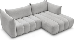 Svetlosivá rohová pohovka z textílie buklé (pravý roh/s leňoškou) Azra – Bobochic Paris