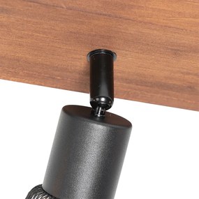 Priemyselný reflektor čierny s dreveným rámom 3-svetlo - Kristina