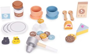 Drevený kávovar pre deti 2 v 1, 26 príslušenstva, ECOTOYS