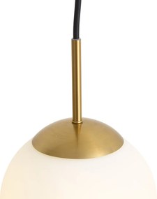 Art Deco závesná lampa zlatá s opálovým sklom IP44 - Flore