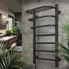 Kúpeľňový elektrický radiátor s termostatom FORTIS 350W/230V 80,6 cm IP44 čierny ľavý