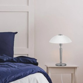 Sivá stolová lampa so stmievačom so skleneným tienidlom (výška 35 cm) SOLO 1 – EGLO