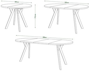 ALDO 100 Dub Artisan/čierne nohy - OKRÚHLY LOFTOVÝ/INDUSTRIÁLNY ROZKLADACÍ STÔL DO OBÝVAČKY/JEDÁLNE