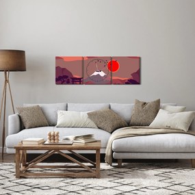 Obraz - Ilustrácie hory Fuji (s hodinami) (90x30 cm)