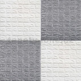 Samolepiace penové 3D panely 0002, cena za kus, rozmer 70 x 77 cm, tehla biela, IMPOL TRADE