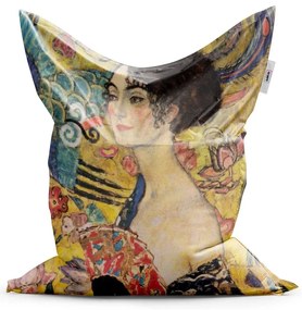 Sablio Sedací vak Dáma s vejárom - Gustav Klimt - 200x140 cm
