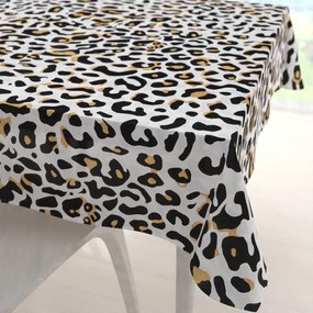 Biante Bavlnený štvorcový obrus Sandra SA-409 Leopardí vzor na bielom 110x110 cm