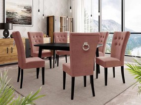 Rozkladací stôl 140x80 so 6 stoličkami ST67, Farby: čierny, Farby: chrom, Potah: Magic Velvet 2258