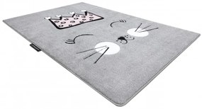 Dywany Łuszczów Detský kusový koberec Petit Cat crown grey - 180x270 cm