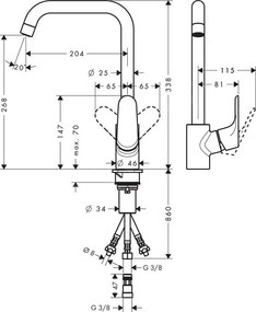 Hansgrohe Focus M41, drezová batéria, chrómová, HAN-31822000