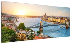 Obraz mesta Budapešť s riekou (120x50 cm)