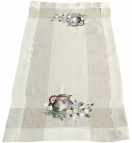 Ľanový obrus Džbán s kvetmi 40x90 cm