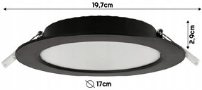 BERGE LED panel zapustený okrúhly 12W - 1320lm - 4000K - čierny