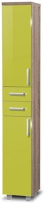 Vysoká kúpeľňová skrinka K14 farba korpusu: Agát, farba dvierok: Bielá lesk