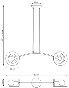 Luster na lanku EUFORIA 2xE27/15W/230V čierna