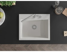 Mexen Oscar, 1-komorový granitový drez 580x490x205 mm, biela, 6519581000-20