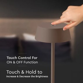 LED Vonkajšia stmievateľná dotyková dobíjacia stolná lampa LED/2W/5V IP54 hnedá