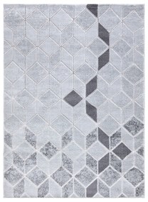 Moderný MEFE koberec B400 vzor kocka,   geometrický  3D - Štrukturálny,  dve vrstvy  rúna sivá