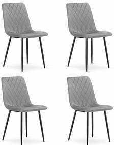 Set 4 kresiel TURIN - svetlosivý zamat