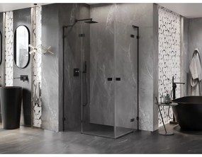 Mexen Lunar, L Duo výklopný sprchový kút 100 x 85 cm, 8mm číre sklo, čierny profil, 834L-100L-085P-70-00