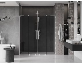 Mexen Velar L Duo, posuvné sprchové dvere do otvoru 180 cm, 8mm šedé sklo, biela matná, 871-180-003-42-20