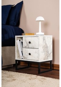 Nočný stôl Glimmer - Fressia Marble, Black