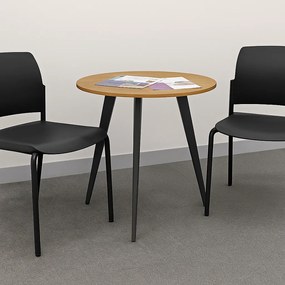 Konferenčný stôl PRIMO VIBE, priemer 80 cm, čierna podnož, biela