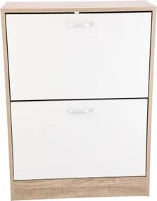 JU Skriňa na topánky, drevotriesková doska s dyhou, 81 x 24 x 60, biela, prírodná