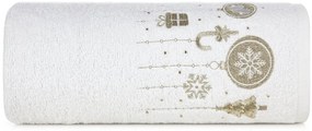 Bavlnený vianočný uterák biely s vianočnými ozdobami Šírka: 50 cm | Dĺžka: 90 cm