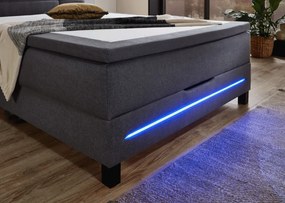 Postel boxspring s osvetlením Jefferson 140x200 cm, antracitová látka