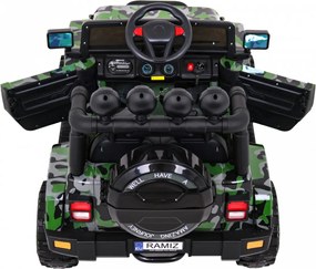 Ramiz Full Time 4WD terénne auto pre deti Moro farba + pohon 4x4 + diaľkové ovládanie + LED audio + úložný priestor