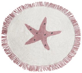 Detský bavlnený koberec so vzorom hviezdy ⌀ 120 cm krémová biela STARS Beliani