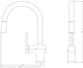 Gamma ANA, kuchynská batéria s 2-funčným výtokom, čierna matná, GMA-BANA-BK