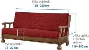 Super strečové poťahy NIAGARA tehlová trojkreslo s drevenými rúčkami (š. 160 - 200 cm)