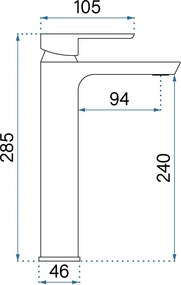 Rea Argus, vysoká umývadlová batéria h-285, zlatá lesklá, REA-B6213
