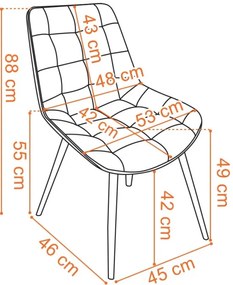 Jedálenská stolička NORMAN zamatová, čierna